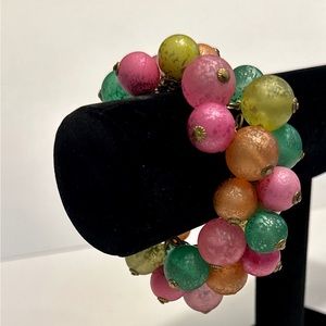 Vintage Bracelet Spring Multi Color Bauble Beaded Chunky - 8"